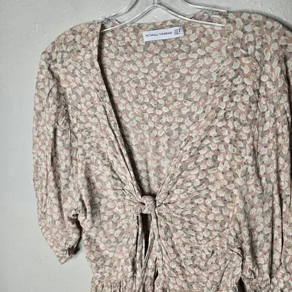 Faithfull The Brand Size 8 Marigot Tie-Front Dress in Pink Azalea Floral Print - Picture 3 of 9